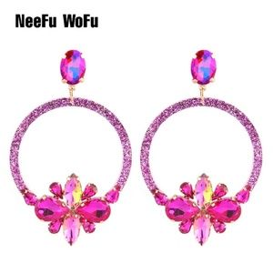 NeeFu WoFu Drop Resin Earrings Brand Crystal Big E